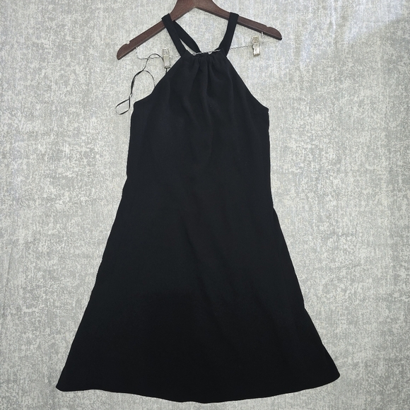 Theory Nayline R Crepe Tie-Waist High-Low Halter Dress, Black - Size 6 - Picture 2 of 8